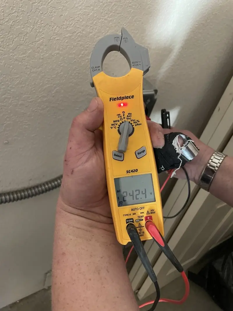 Voltage testing with clamp meter during Hot Tub / Pool Electrical Wiring in Black Jack